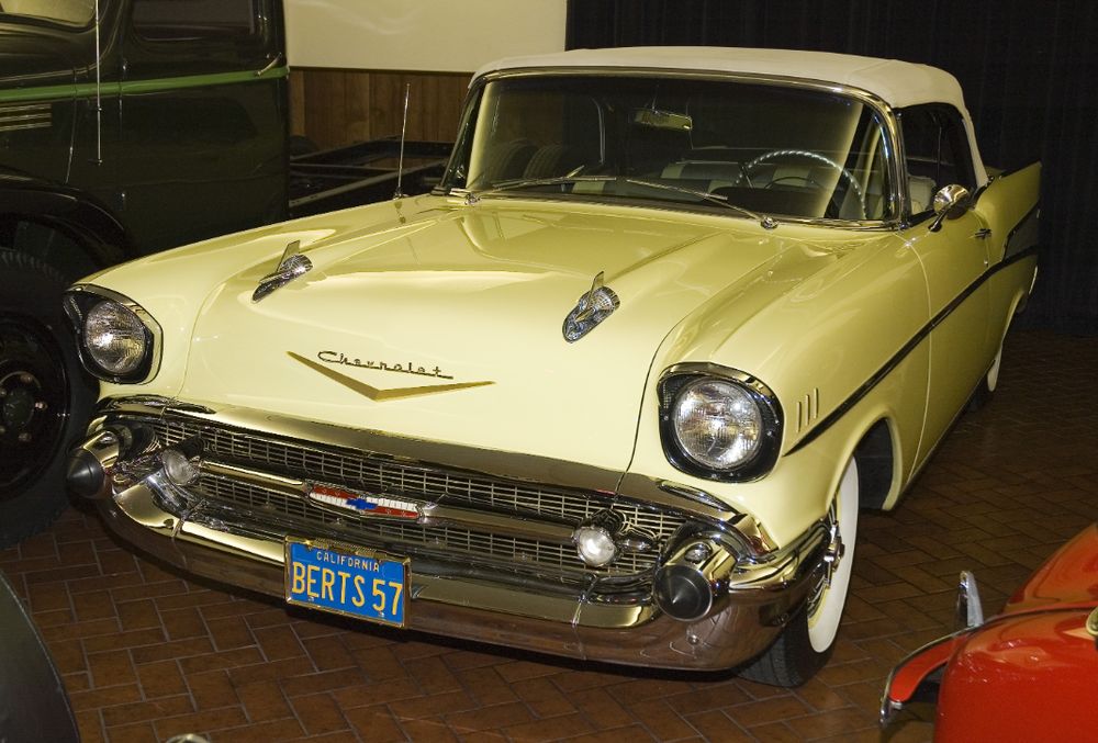 1957 Chevrolet Bel Air convertible in yellow from the Bertolucci's collection